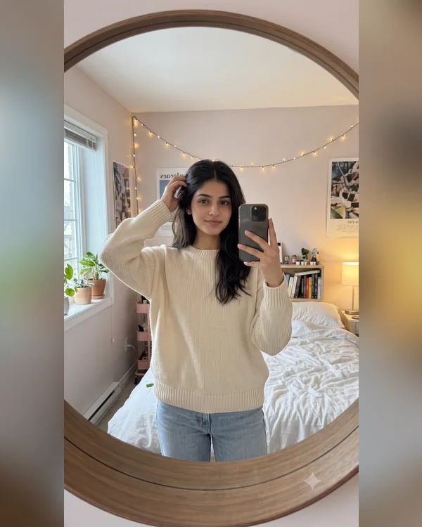 Aesthetic Room Selfie Girl AI Photo Prompt