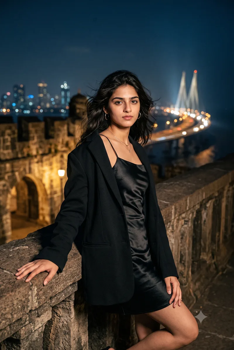 Bandra Fort Night Girl Photo Prompt