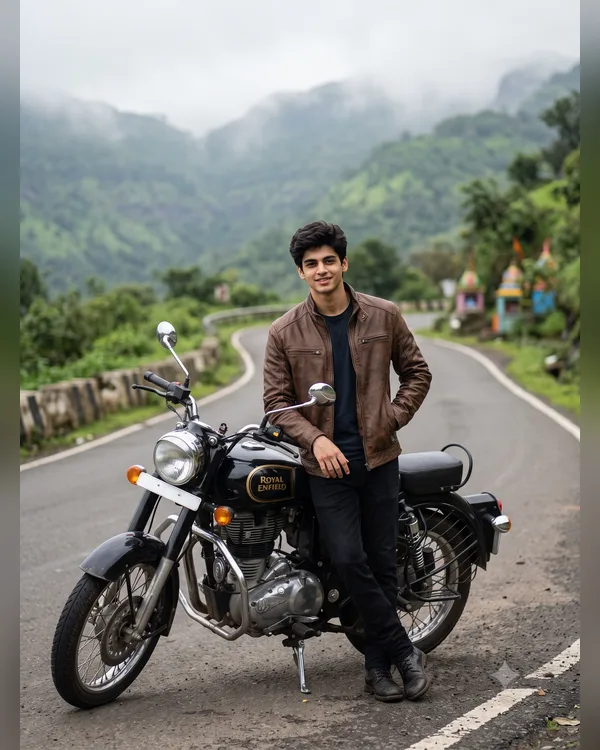 Bike Ghat Boy Travel AI Photo Prompt