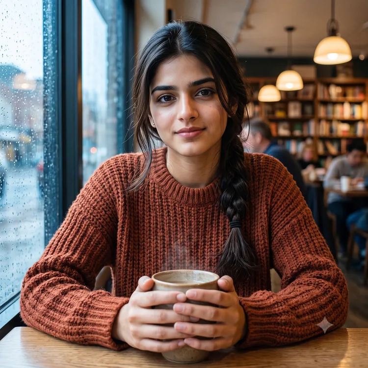 Cafe Window Girl Photo Prompt