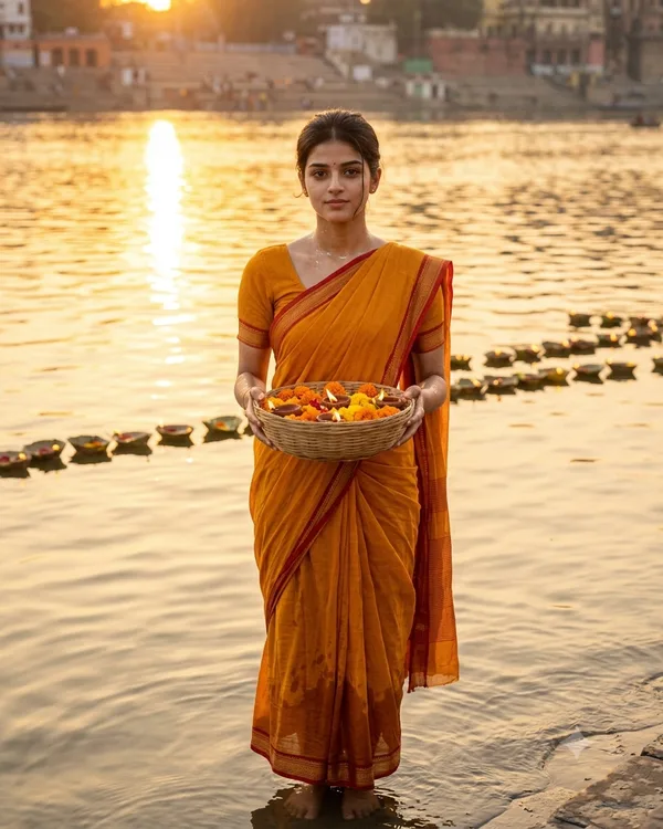 Chhath River Girl Photo Prompt