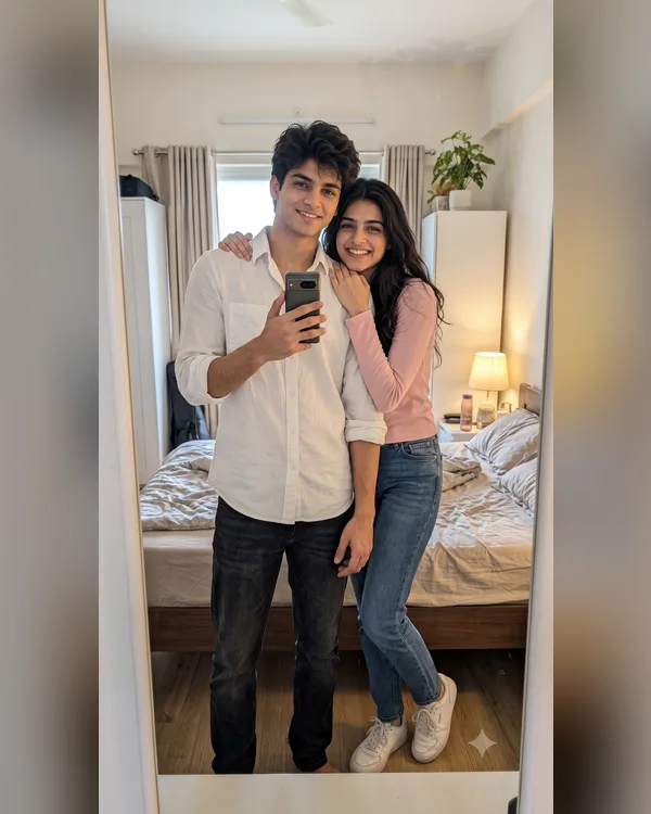 Couple Lift Mirror Selfie AI Photo Prompt
