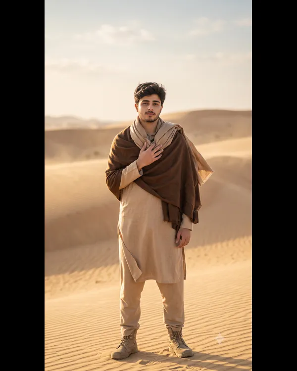 Desert Nomad Boy Travel AI Photo Prompt
