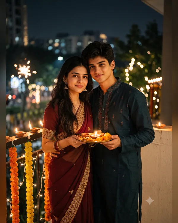 Diwali Diya Couple AI Photo Prompt