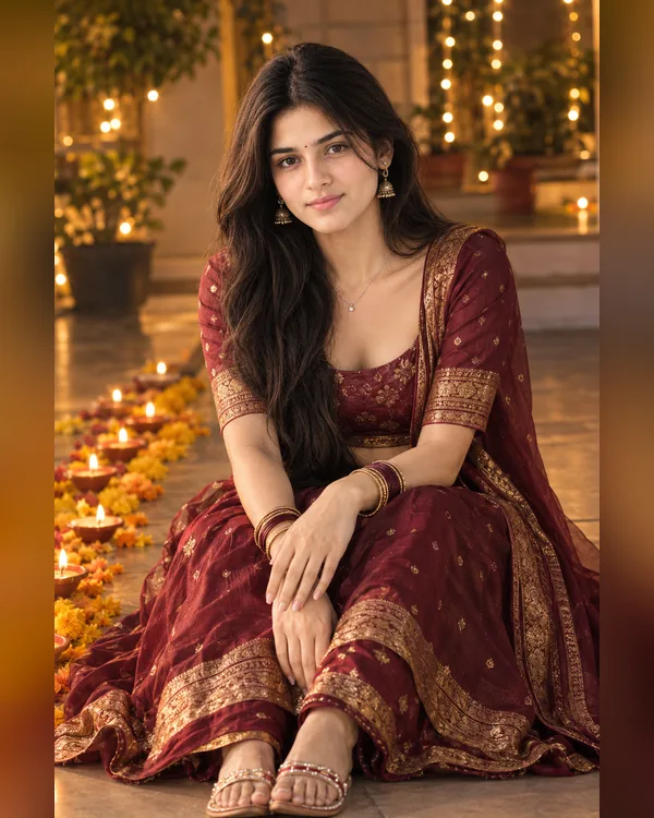 Diwali Diya Glow Photo Prompt for Girls