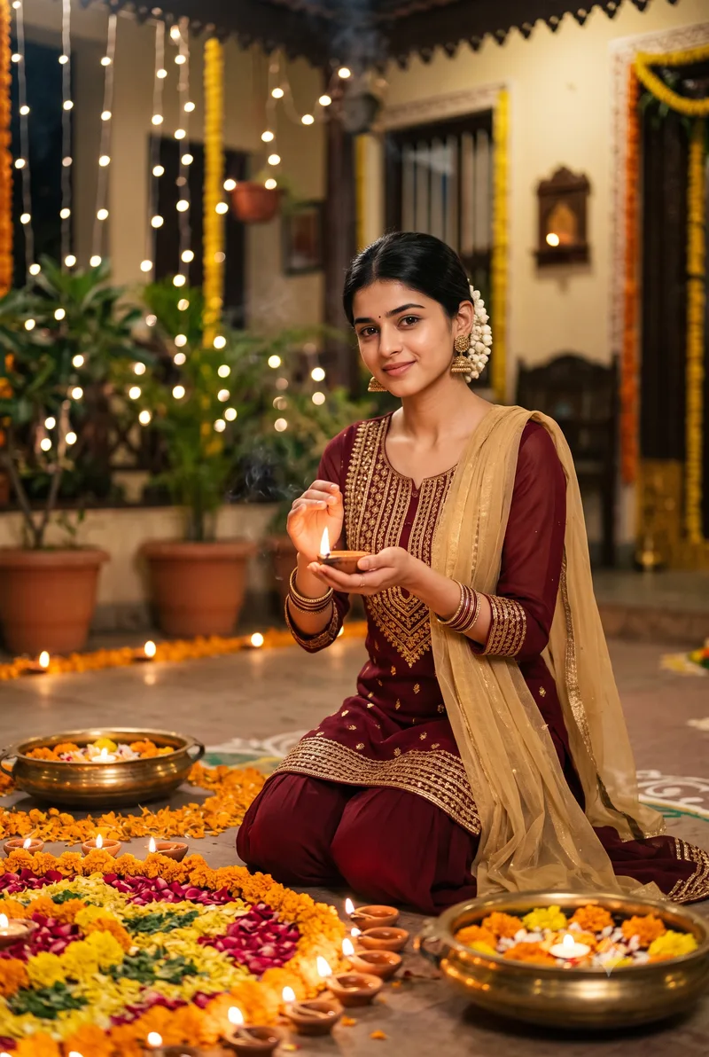 Diya Sharara Girl Photo Prompt