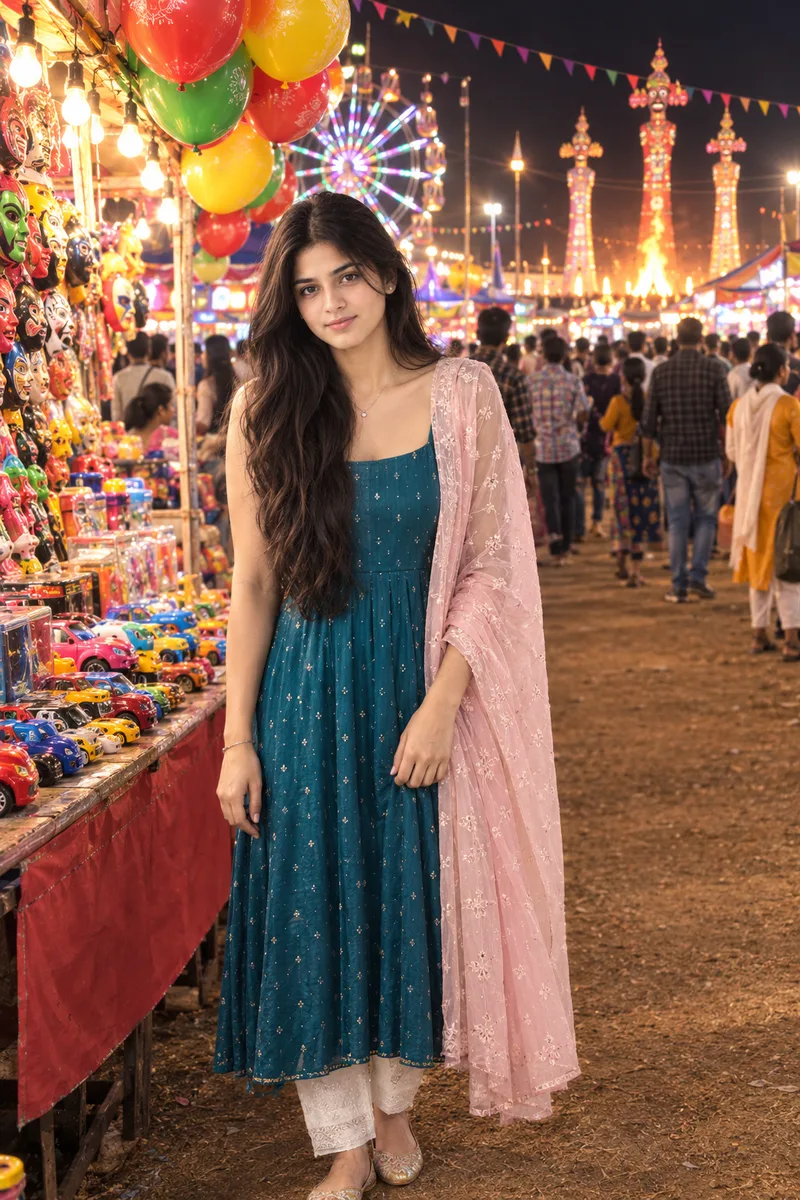 Dussehra Mela Balloon Stall Girl Photo Prompt