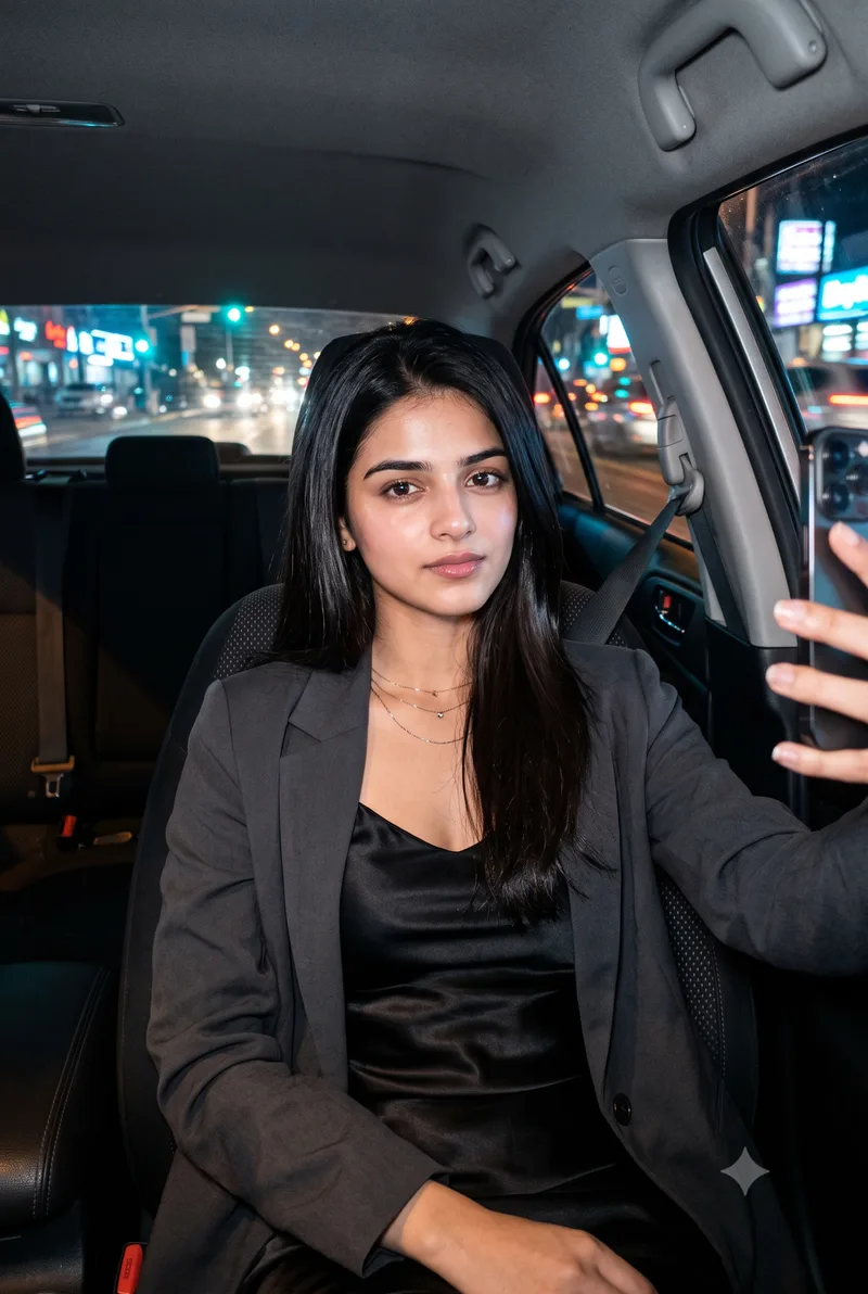 Front Seat City Selfie Girl Photo Prompt