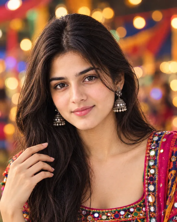 Garba Close-Up Smile Girl Photo Prompt