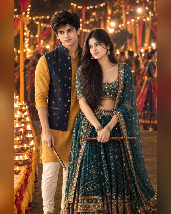 Garba Night Couple Resting Photo Prompt
