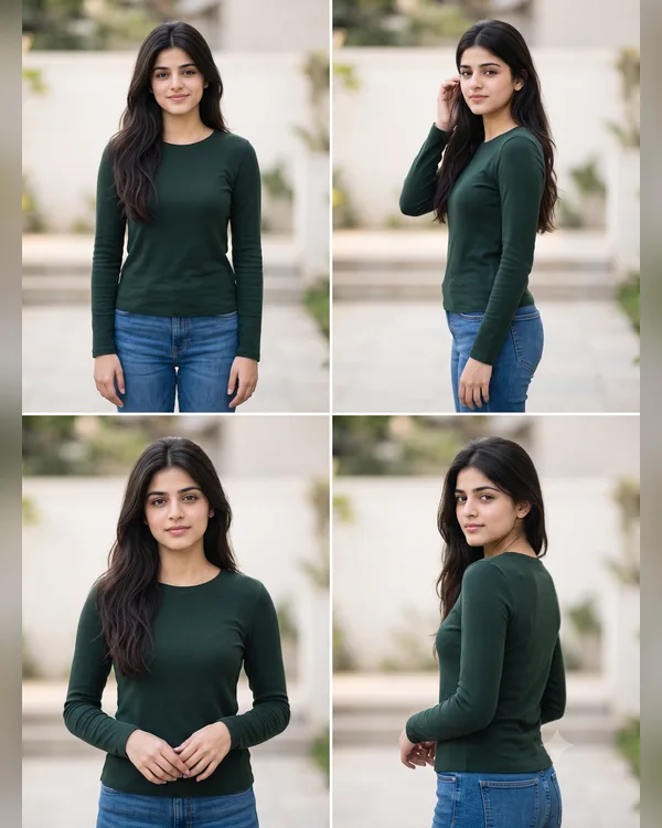 Nine Poses Grid Girl Photo Prompt