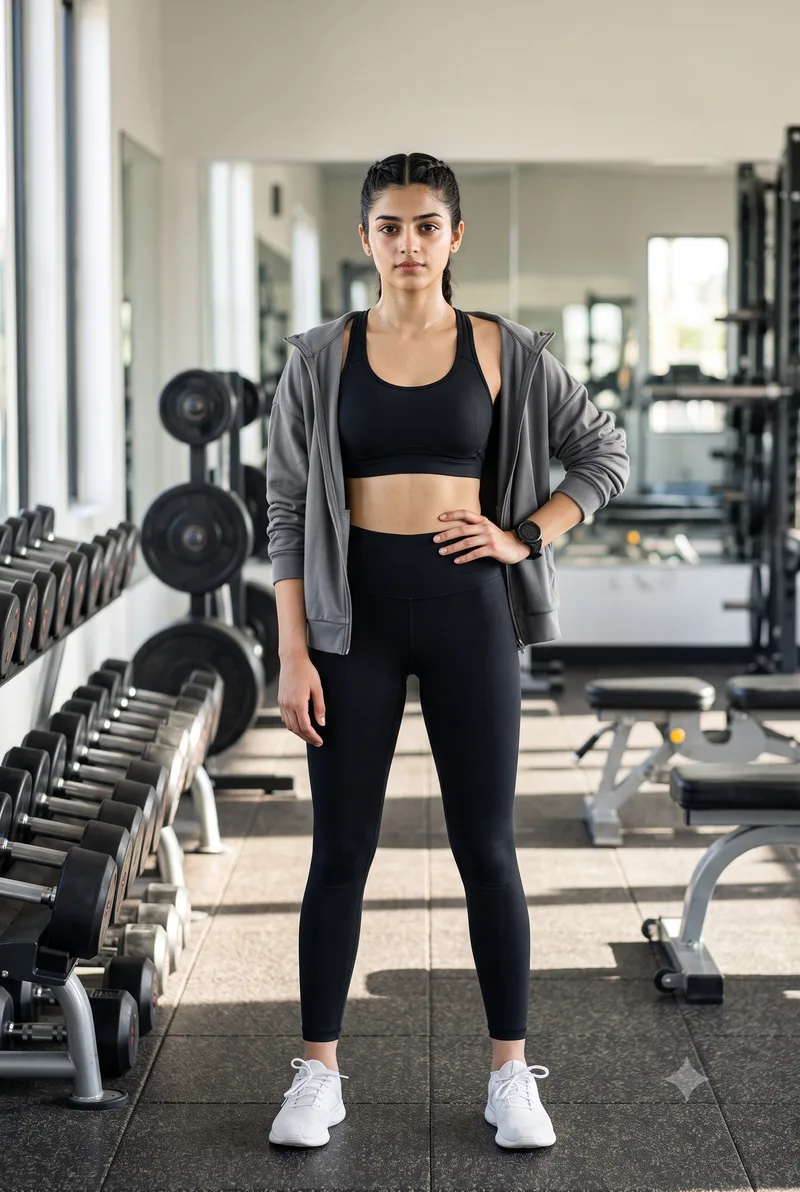 Black Gym Set Girl Photo Prompt