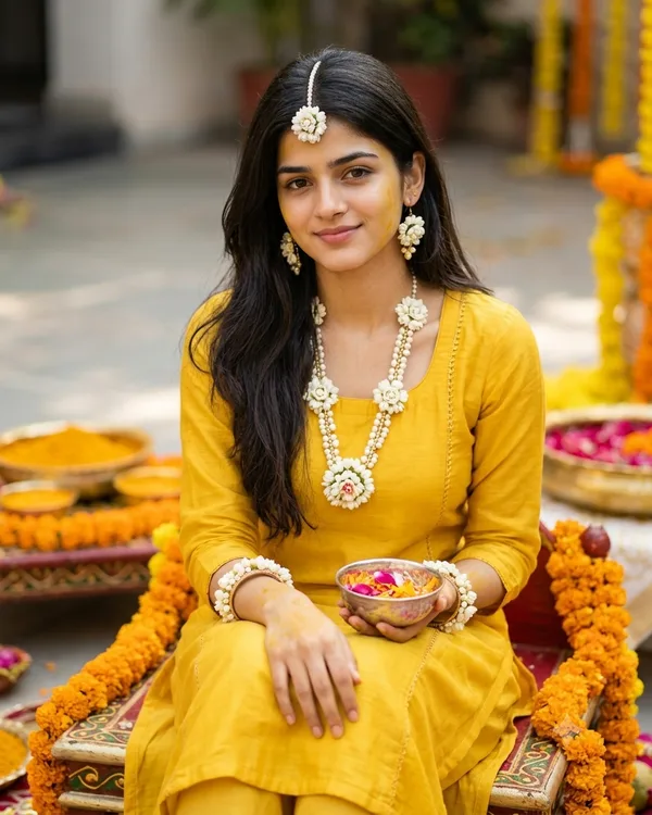 Haldi Morning Girl AI Photo Prompt
