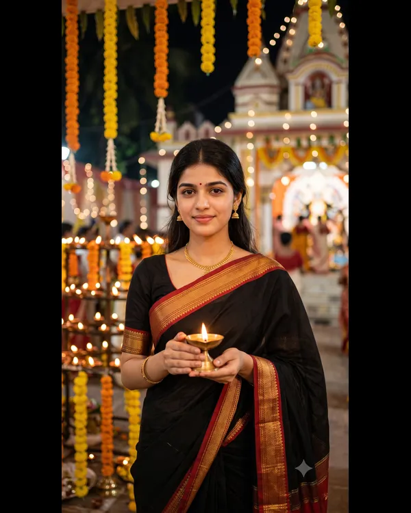 Kali Puja Diya Portrait Girl AI Photo Prompt
