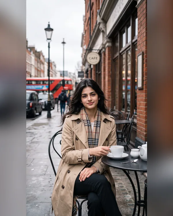 London Tea Girl Travel AI Photo Prompt