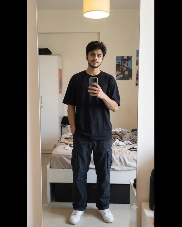 Mirror Selfie Boy Streetwear AI Photo Prompt