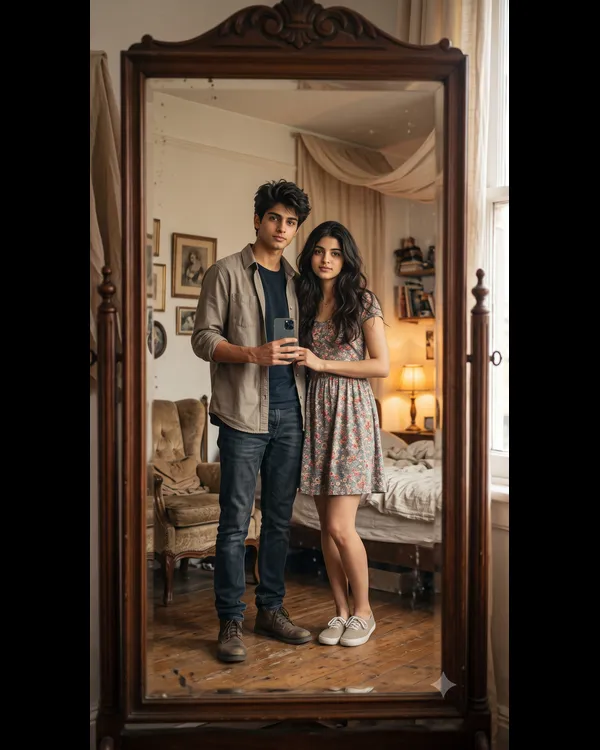 Vintage Mirror Couple Photo Prompt