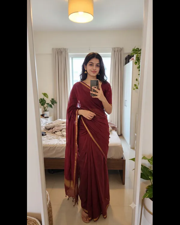 Mirror Saree Selfie Girl AI Photo Prompt