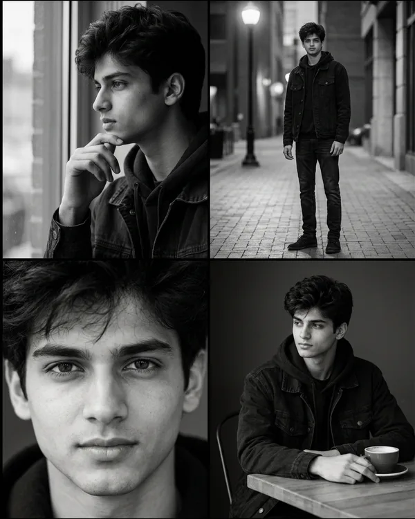 Monochrome Cinematic Boy Photo Prompt