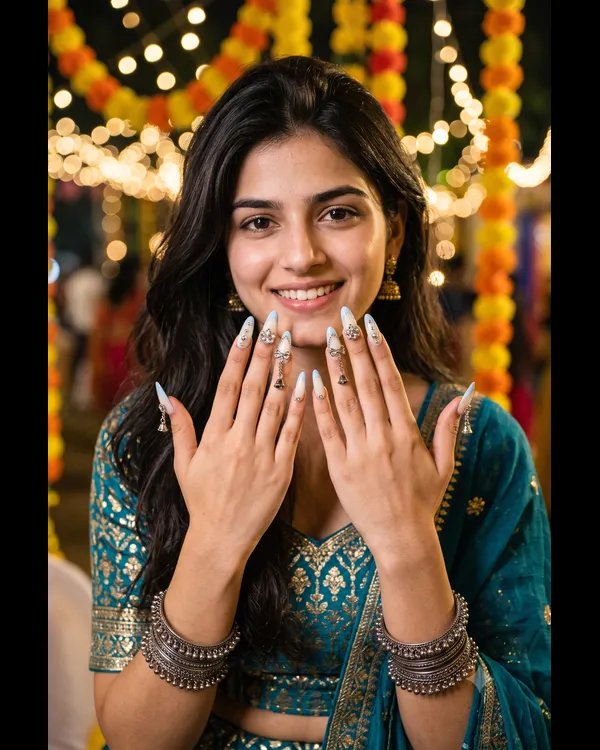 Navratri Nail Art Girl Photo Prompt