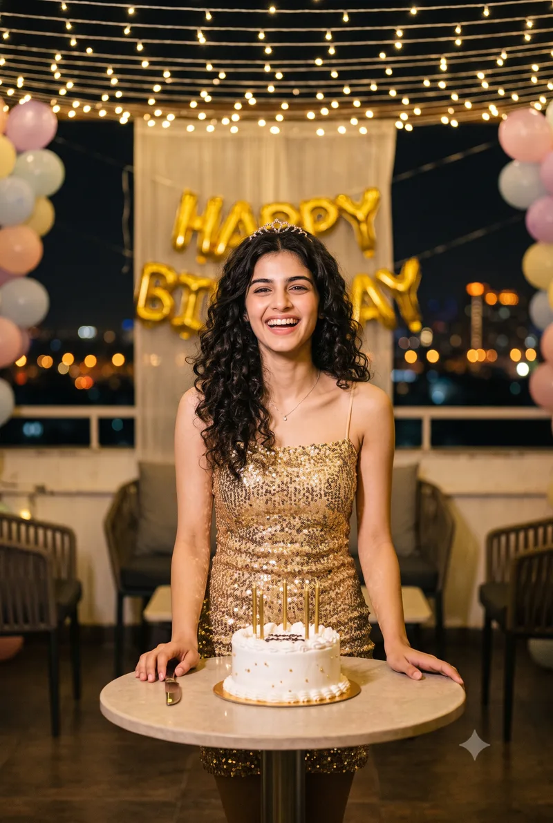 Rooftop Birthday Night Girl Photo Prompt