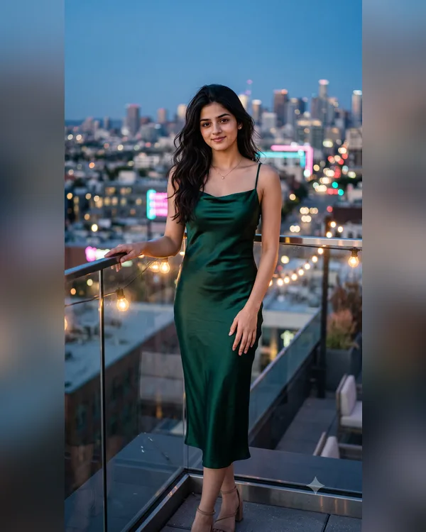 Rooftop Neon Girl Photo Prompt
