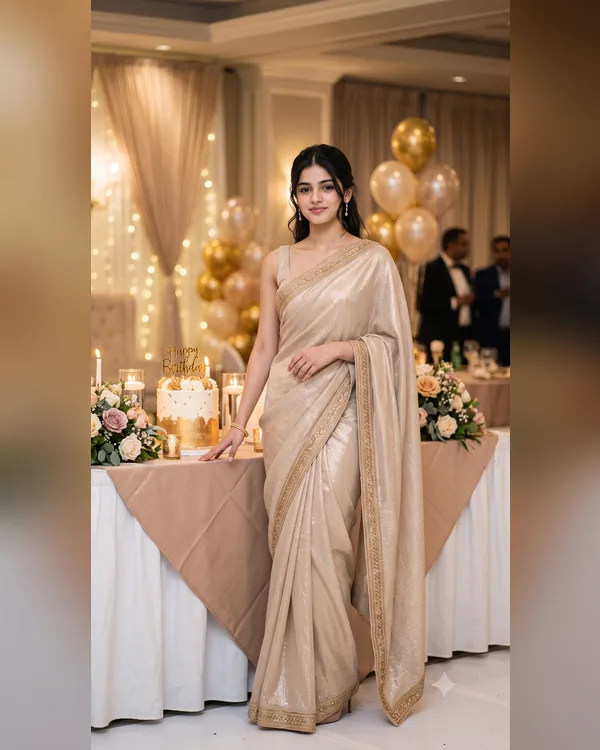 Shimmer Saree Birthday Photo Prompt
