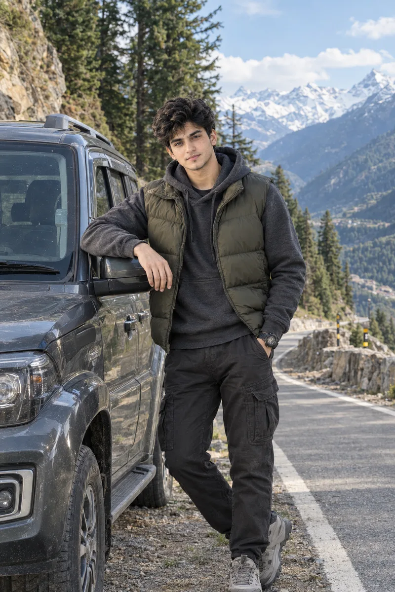 Manali Highway Scorpio Boy Photo Prompt