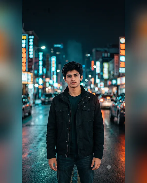 Neon Street Slow-Motion Poster Prompt for Boys