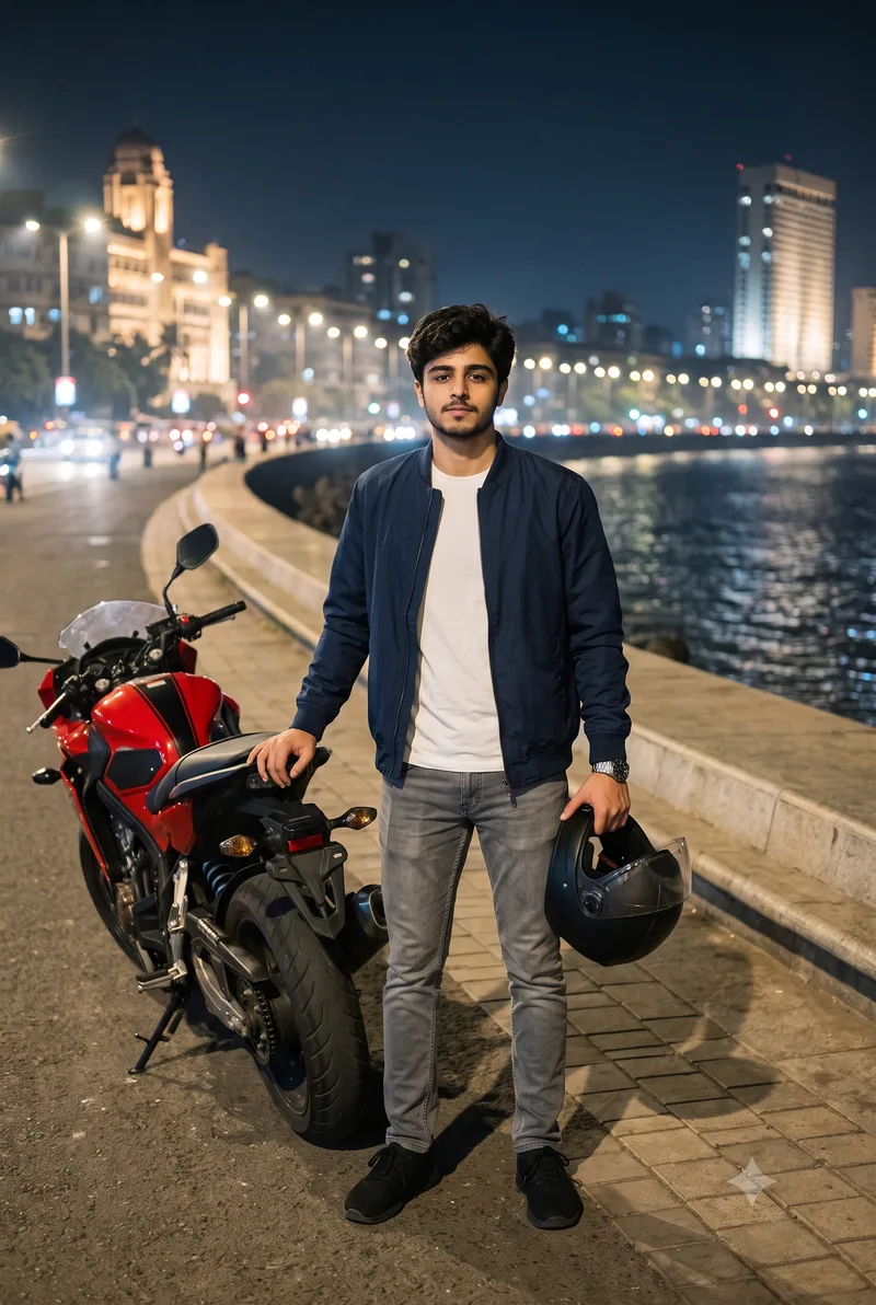Mumbai Marine Sports Bike Boy Photo Prompt
