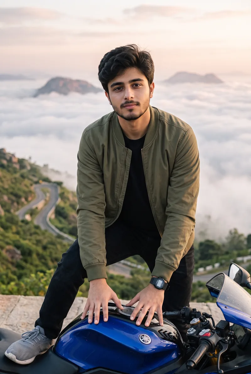 Nandi Hills Sports Bike Boy Photo Prompt