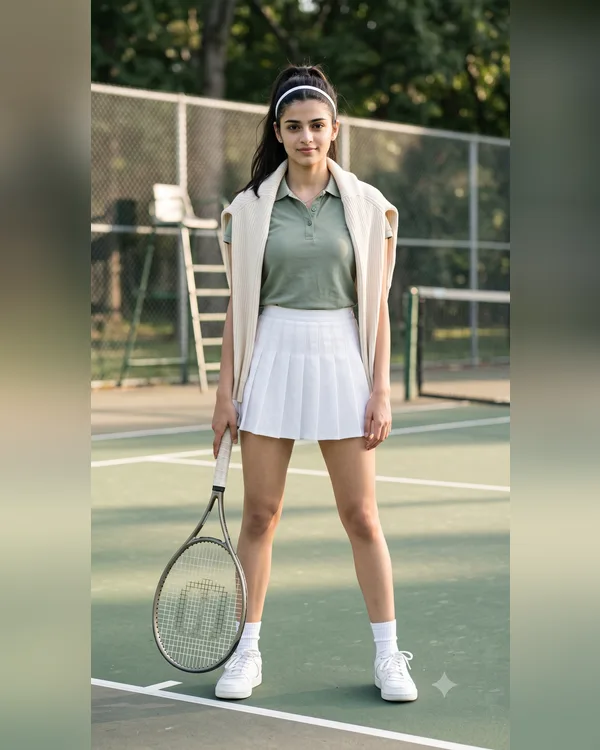 Tennis Court Girl Photo Prompt