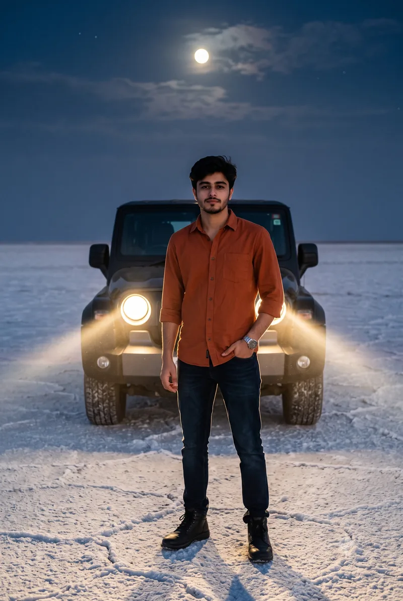 Rann of Kutch Night Thar Boy Photo Prompt