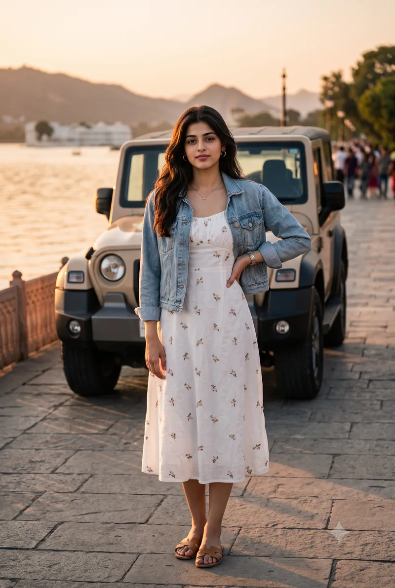 Udaipur Lake Thar Girl Photo Prompt