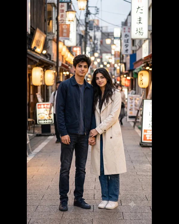 Tokyo Street Couple Travel AI Photo Prompt