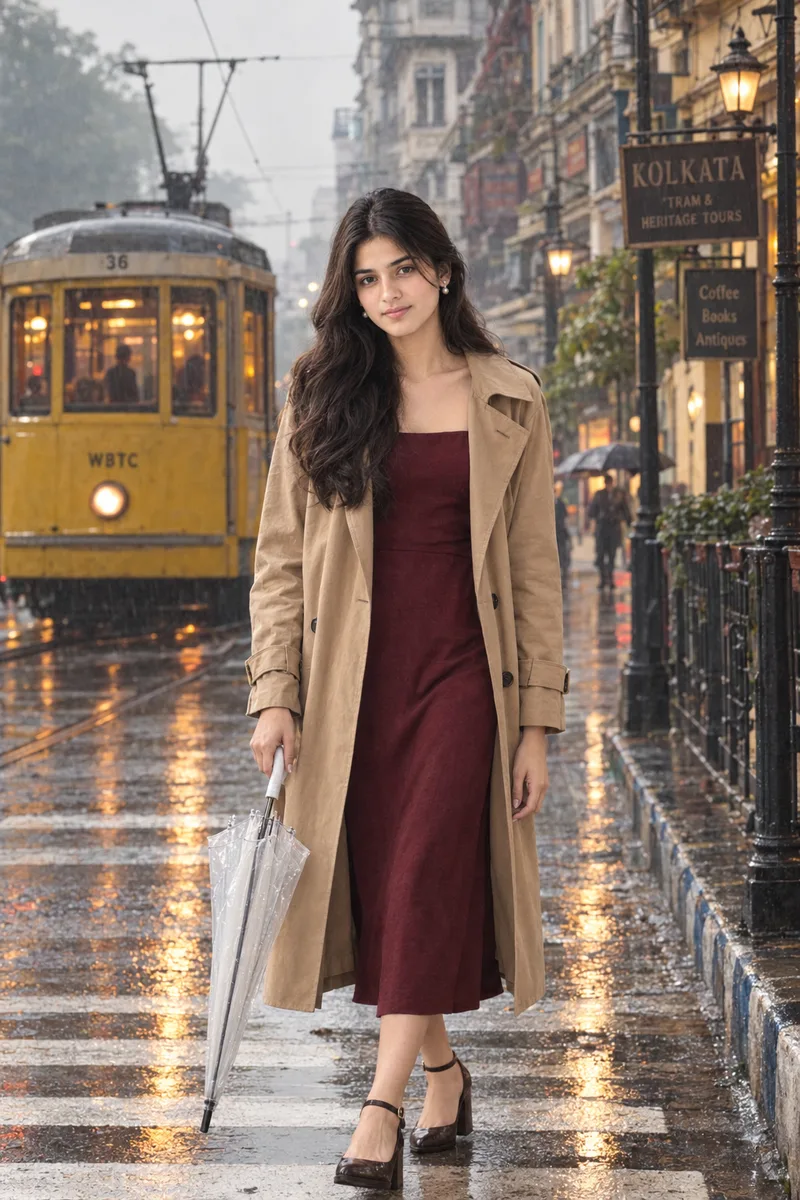 Kolkata Tram Street Girl Photo Prompt
