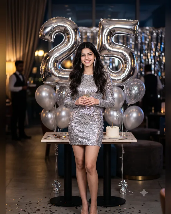 25th Birthday Silver Glam Photo Prompt
