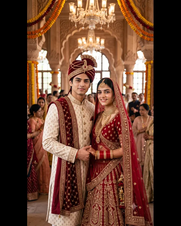 Wedding Sherwani Couple Portrait